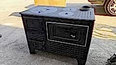 Fırınlı soba siyah saç model kapak camlı