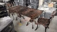 Döküm masa sandalye bakır efekt