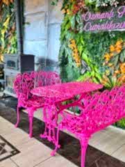 Oval masa güllü bank takımı