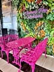 Oval masa güllü bank takımı