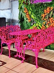 Oval masa güllü bank takımı