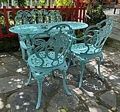 Ferforje bahçe takımı döküm turkuaz renk