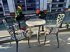 Döküm plastik sandalye yuvarlak masa 60 cm çap(beyaz renk)