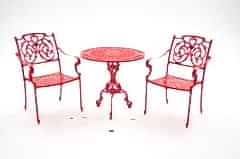Kırmızı geniş  Sandalye Masa Takımı-Ferforje takım