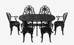 Döküm plastik oval masa güllü