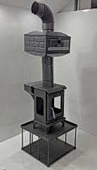 Pelet şömine soba-Yan camlı şömine-Kamp sobası-Küçük Model yüksek altlıklı fırınlı