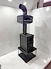 Pelet şömine soba-Yan camlı şömine-Kamp sobası-Küçük Model yüksek altlıklı fırınlı