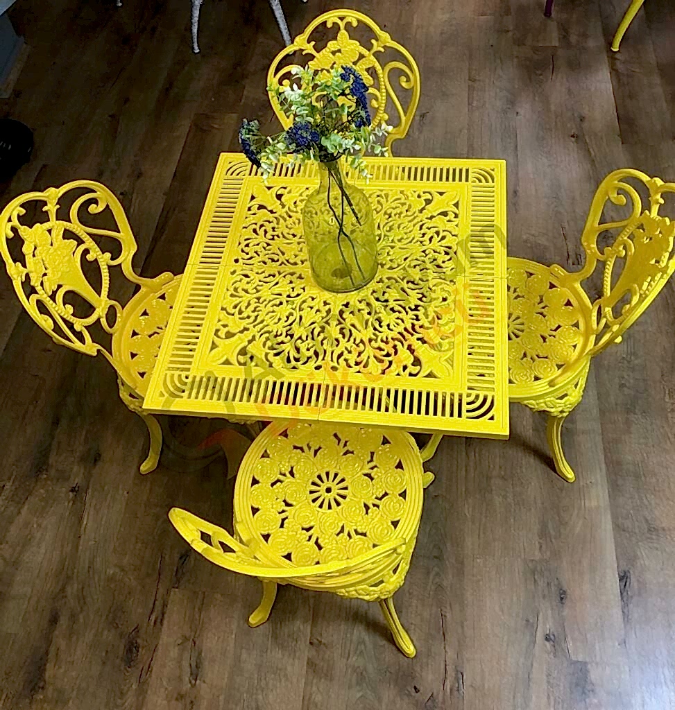 Döküm kare masa sandalye takım sarı