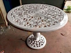 DÖKÜM TABLOLU MASA-GÜLLÜ 90 ÇAP