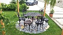 Döküm sandalye güllü masa takım