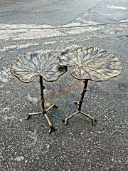 Yaprak sehpa altın efekt eskitme