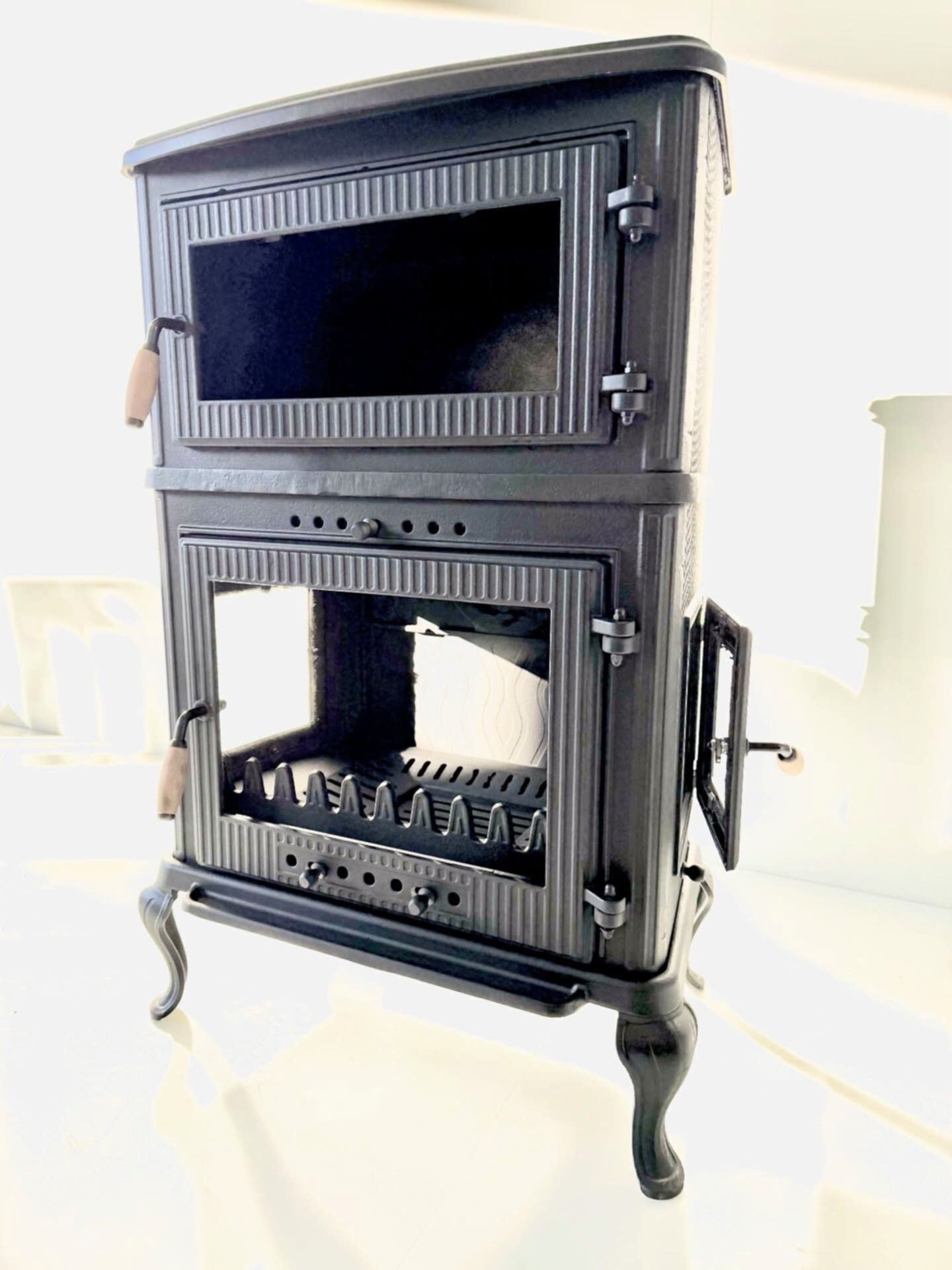 Döküm Kare Camlı Fırınlı soba